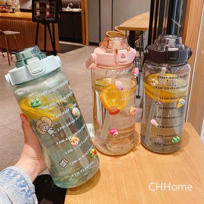 Motivational Kawaii Water Bottle (2 Liters)