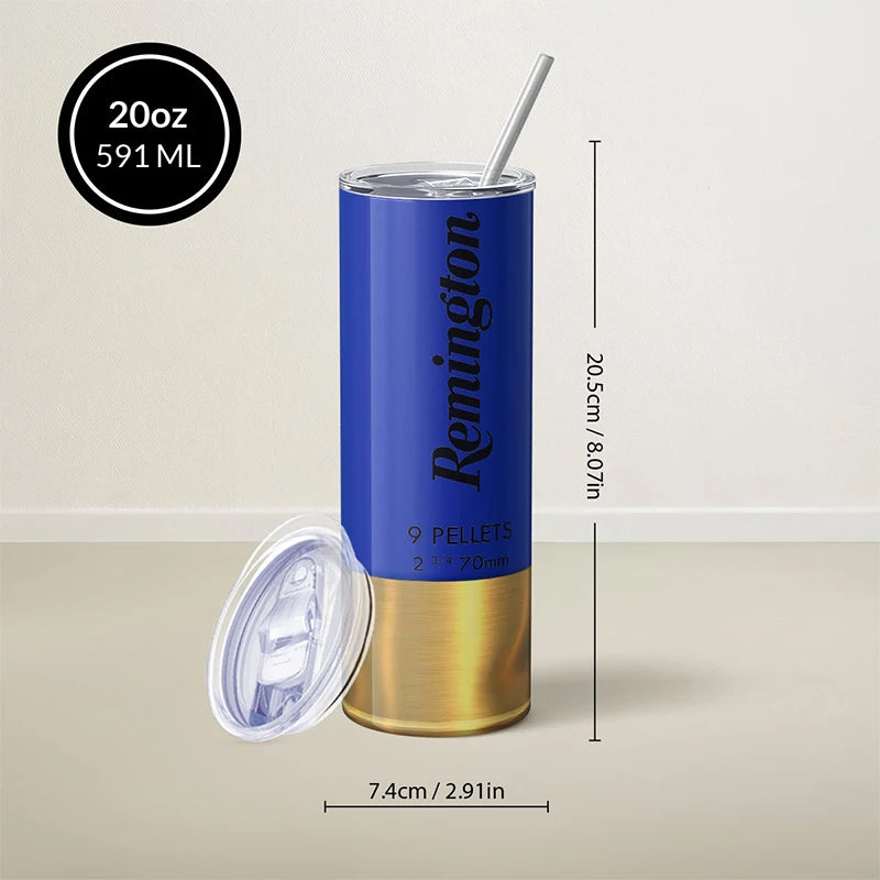 20oz Shotgun Shell Style Straw Thermos Cup Stainless Steel Insulated Tumbler,Reusable Water Bottle,Car Driver Vacuum Coffee Cup