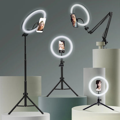 Selfie Circular Photo Ring Light Led Photographic Video Camera Lamp Studio Lighting Phone Holder